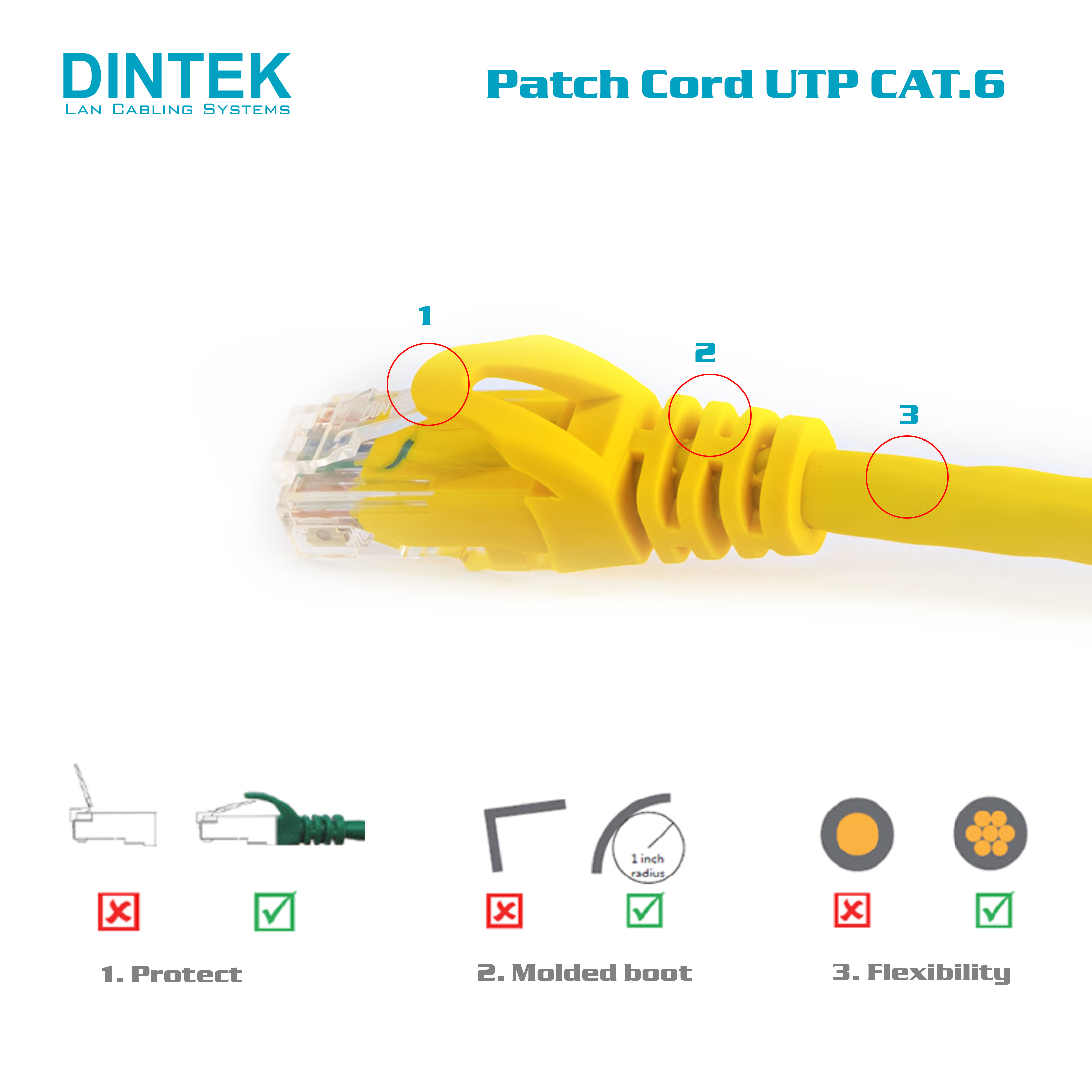 DINTEK Patch Cord UTP Cat.6 2m (120104212) Dây nhảy Patch cord UTP, FTP, SSTP An Phát