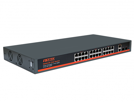APTEK SG1244P - Switch 24 cổng PoE Gigabit chuyên cho IP camera, mạng Wi-Fi tốc độ cao
