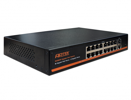 APTEK SG1162P - Switch 16 cổng PoE Gigabit chuyên cho IP camera, mạng Wi-Fi tốc độ cao