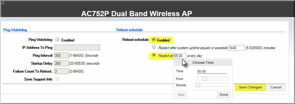 APTEK AC752P - Cấu hình Auto Reboot