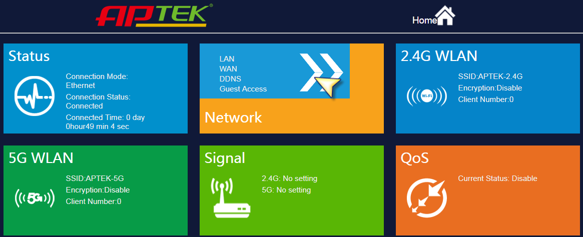 APTEK A122e A196GU N303HU Cấu hình DDNS