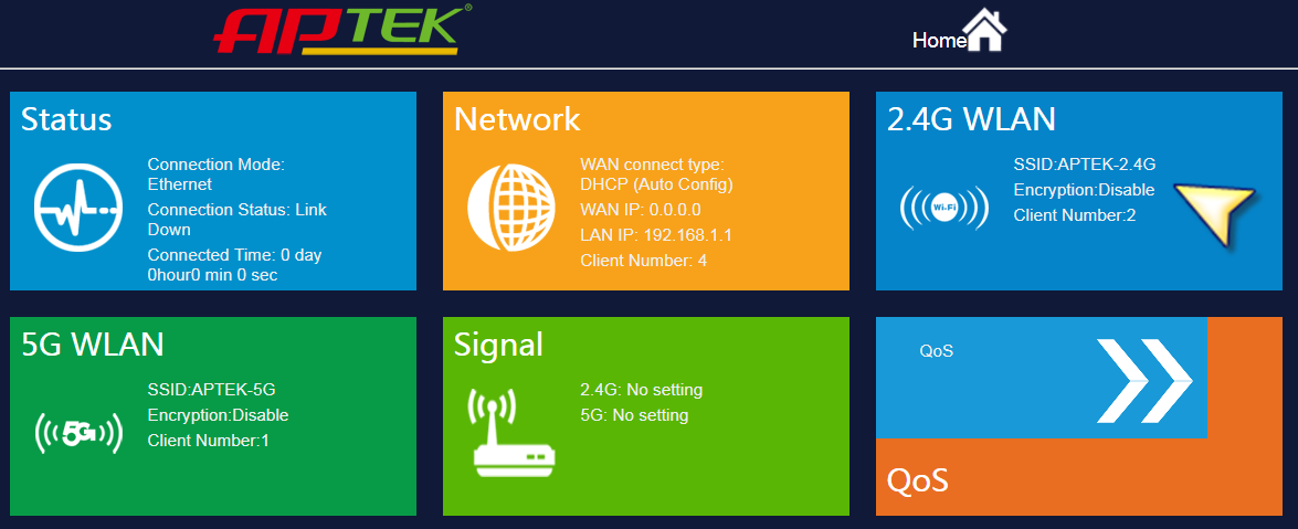 APTEK A122e A196GU N303HU Cấu hình PPPoE kết nối Internet