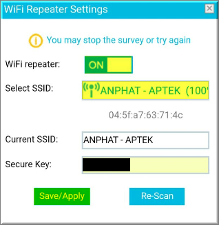 APTEK A122e A196GU N303HU Cấu hình Repeater