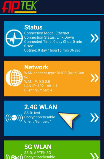 APTEK A122e A196GU N303HU Cấu hình nhanh phát Wi-Fi