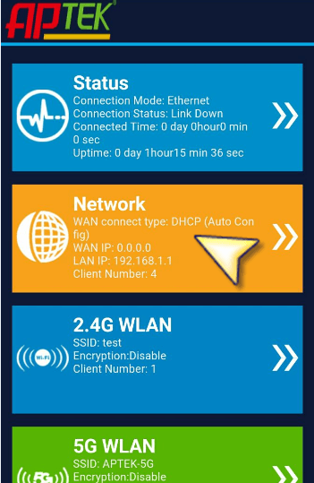 APTEK A122e A196GU N303HU Cấu hình phát Wi-Fi