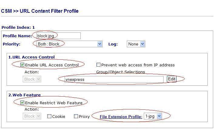 URL Content Filter Profile