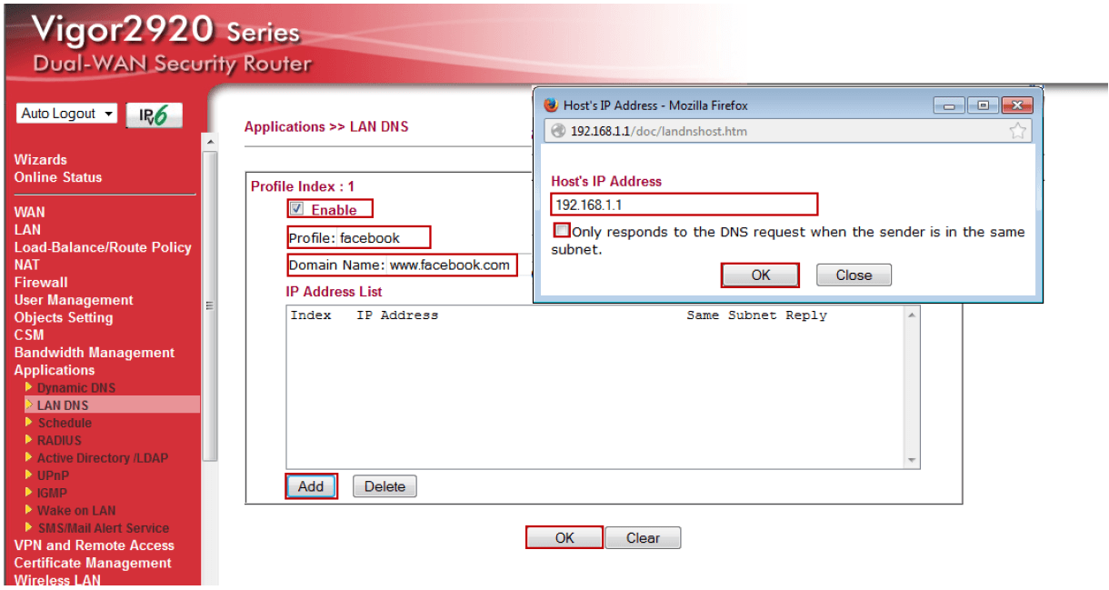 H1 DrayTek DNS